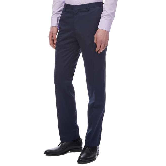 BOSS Navy Gibson Cotton Stretch Suit Trousers