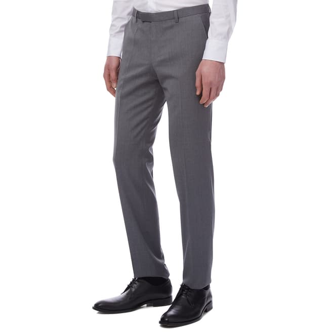 HUGO Grey Lenon Regular Wool Suit Trousers