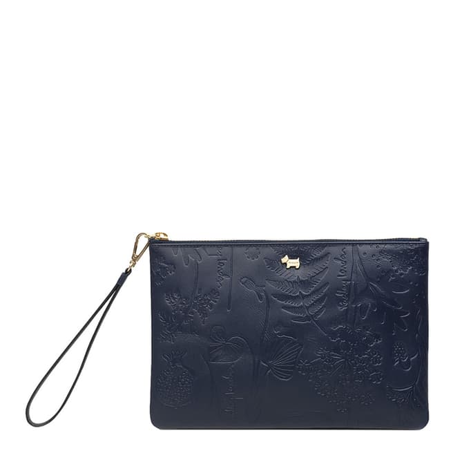 Radley Navy Botanical Floral Embossed Pouch