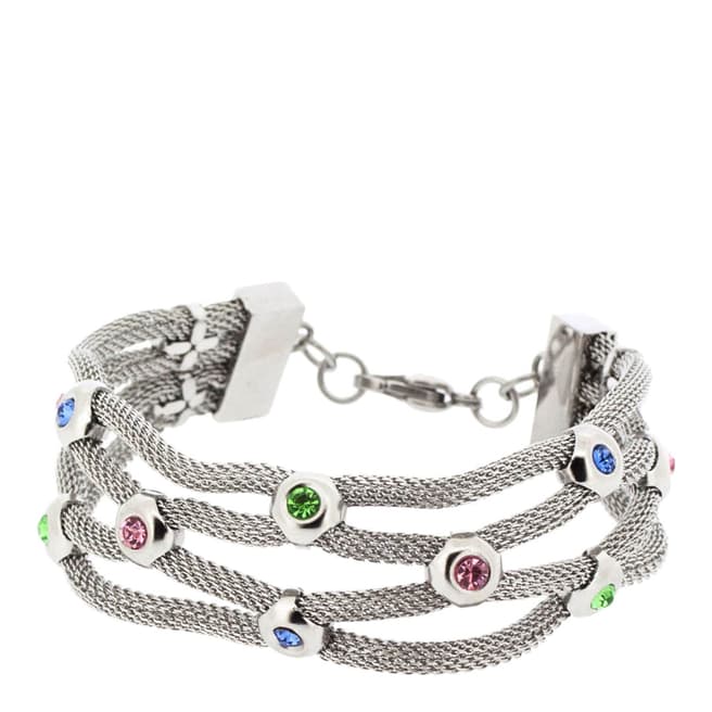Liv Oliver Silver Plated Multi Gemstone Woven Bracelet