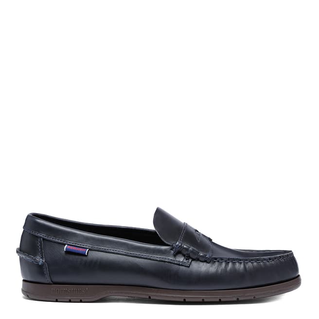 Sebago Navy Thetford Waxed Leather Loafers