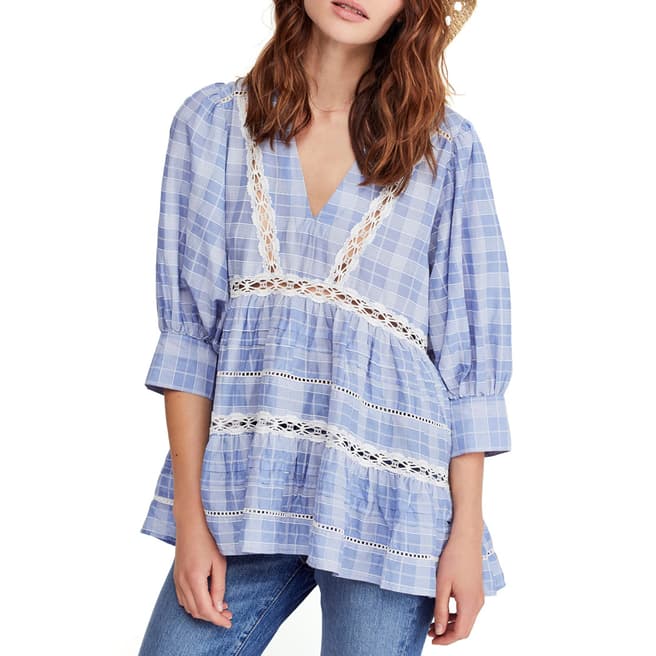 Free People Blue Time Out Lace Tunic
