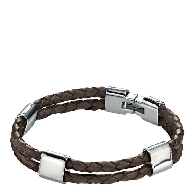 Fred Bennett Brown Leather Double Strand Bracelet