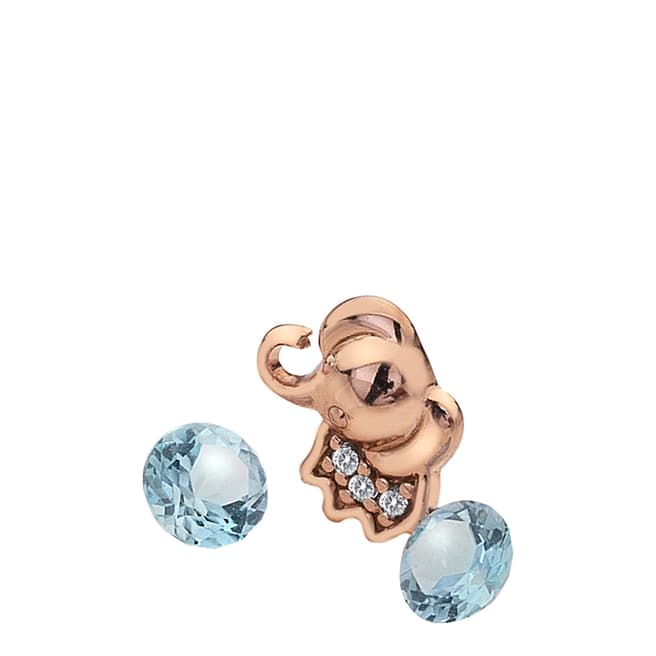 Anais Paris by Hot Diamonds Rose Gold Plated Elephant Charm with Blue Topaz Cabochons