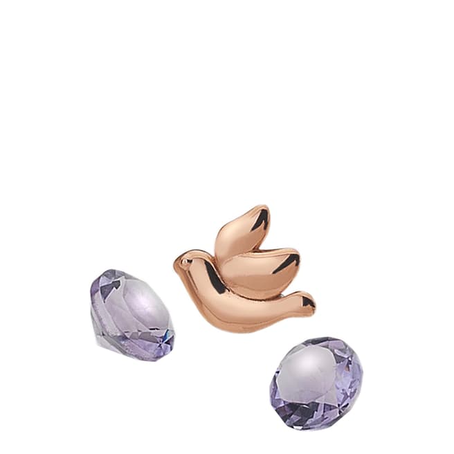 Anais Paris by Hot Diamonds Rose Gold Dove Charm with Amethyst Cabochons
