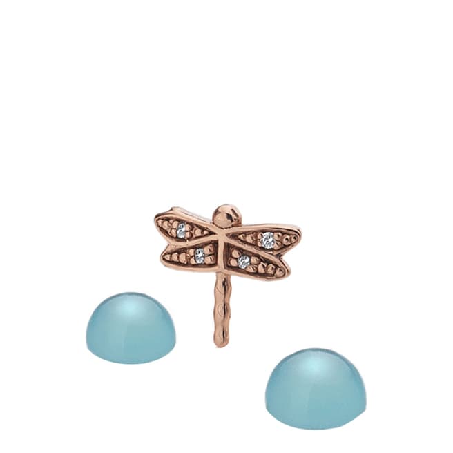 Anais Paris by Hot Diamonds Rose Gold Plated Dragonfly Charm with Blue Agate Cabochons