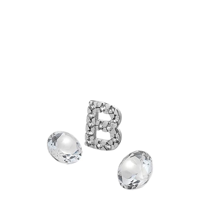 Anais Paris by Hot Diamonds Silver Letter B Charm with White Topaz Cabochons