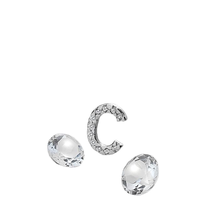 Anais Paris by Hot Diamonds Silver Letter C Charm with White Topaz Cabochons
