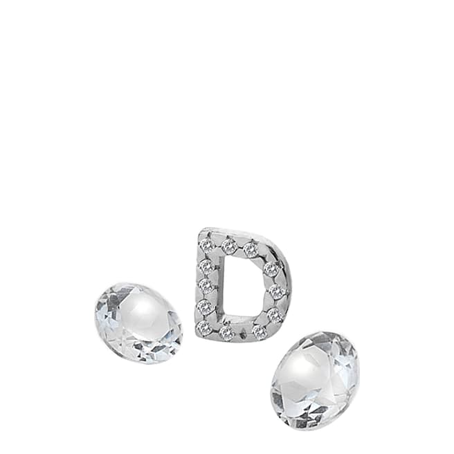 Anais Paris by Hot Diamonds Silver Letter D Charm with White Topaz Cabochons