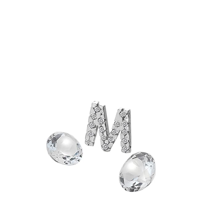 Anais Paris by Hot Diamonds Silver Letter M Charm with White Topaz Cabochons