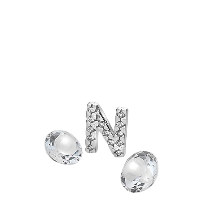 Anais Paris by Hot Diamonds Silver Letter N Charm with White Topaz Cabochons