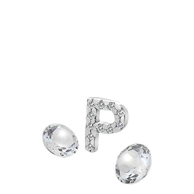 Anais Paris by Hot Diamonds Silver Letter P Charm with White Topaz Cabochons