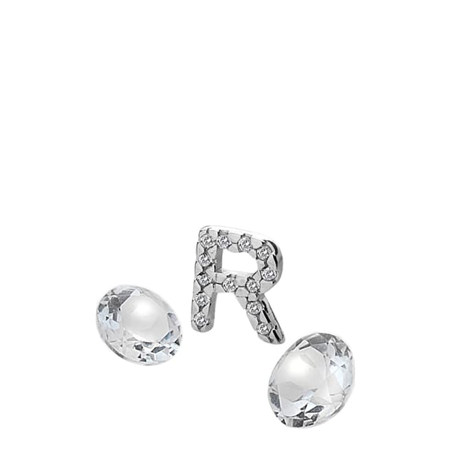 Anais Paris by Hot Diamonds Silver Letter R Charm with White Topaz Cabochons