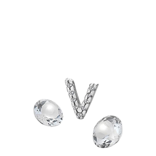Anais Paris by Hot Diamonds Silver Letter V Charm with White Topaz Cabochons