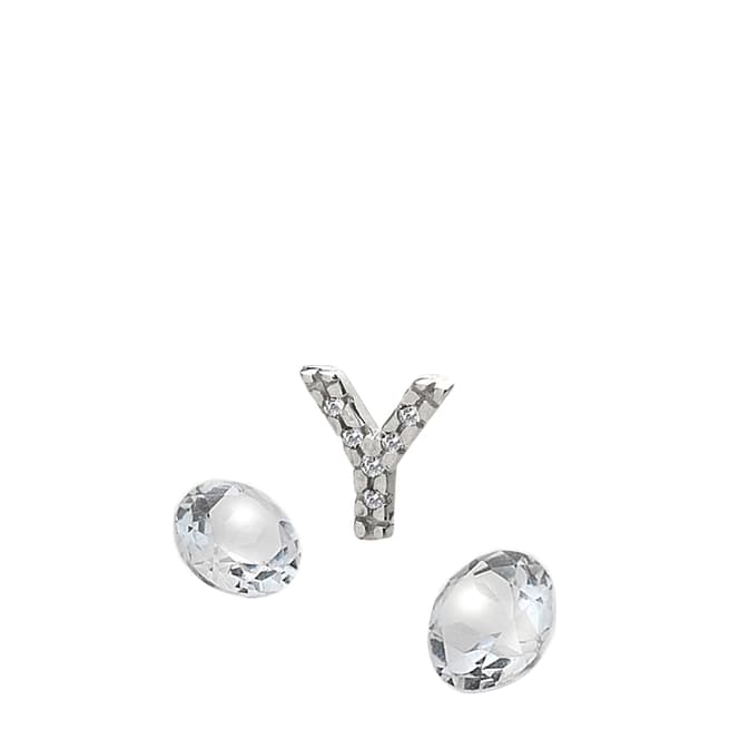 Anais Paris by Hot Diamonds Silver Letter Y Charm with White Topaz Cabochons