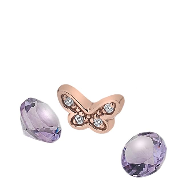 Anais Paris by Hot Diamonds Butterfly Charm - Rose Gold Plate with Amethyst Stones