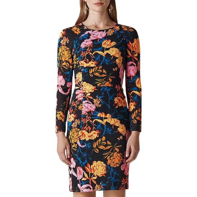 WHISTLES Multi Digital Bloom Silk Blend Dress