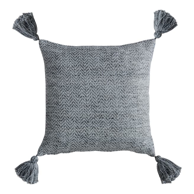 Gallery Living Herringbone Tassel Cushion Charcoal, 45x45cm