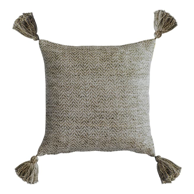 Gallery Living Herringbone Tassel Cushion Natural, 45x45cm
