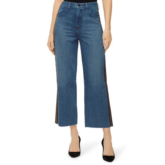 J Brand Blue Joan Crop Stripe Stretch Jeans