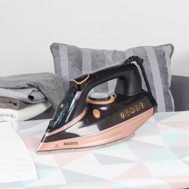 Beldray Rose Gold Ultra Ceramic Steam Iron with Dual Soleplate Technology, 3100W