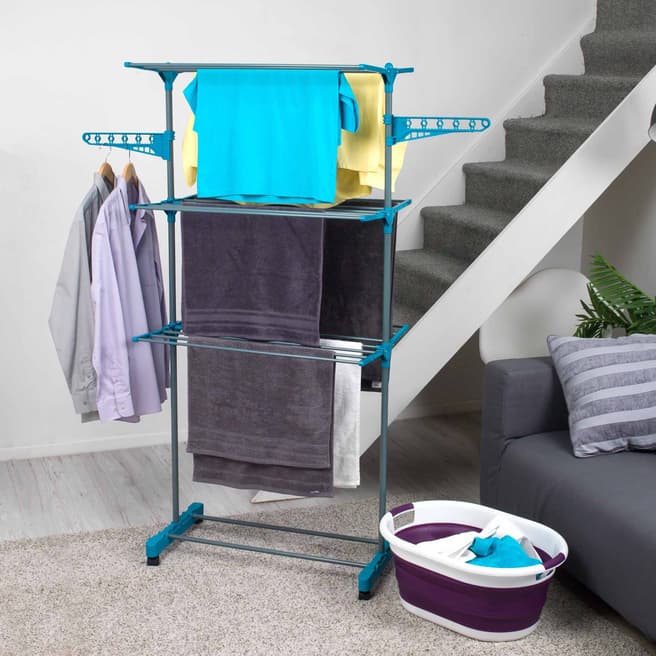 Beldray 3 Tier Airer & Collapsible Purple Laundry Basket