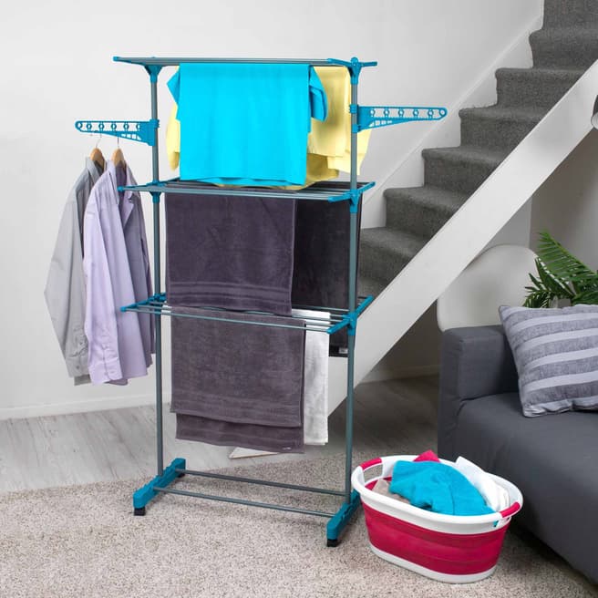 Beldray 3 Tier Airer & Collapsible Red Laundry Basket