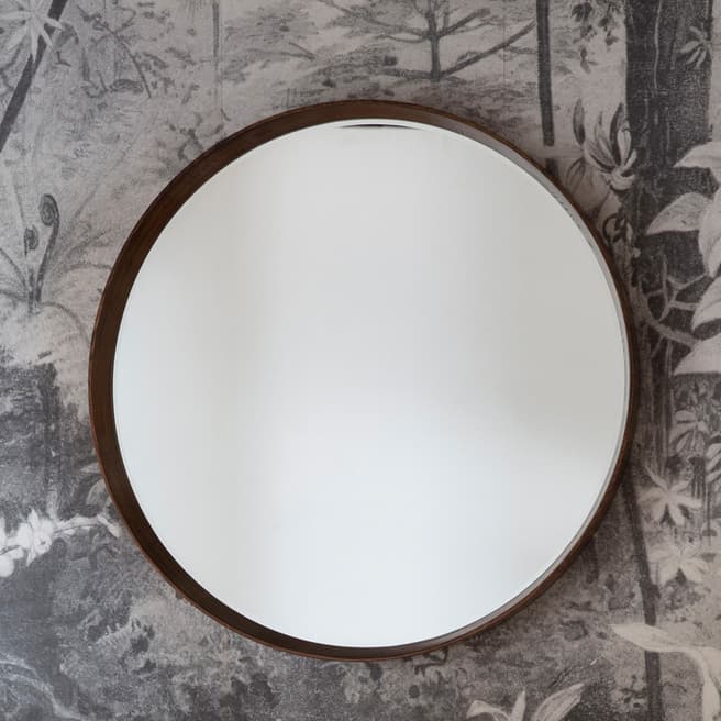 Gallery Living Wetham Round Mirror, Walnut 