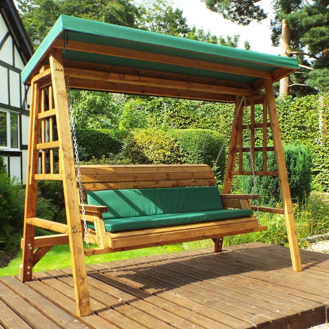 Charles Taylor Dorset Three Seat Swing with Green Cushions