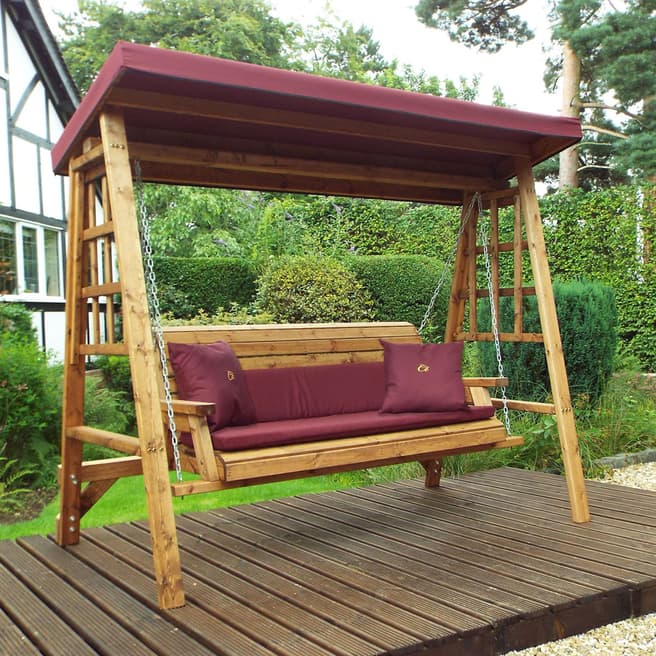 Charles Taylor Dorset Three Seat Swing with Burgundy Cushions