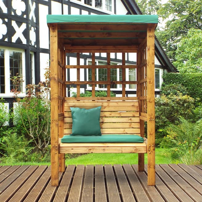 Charles Taylor Bramham Two Seat Arbour with Green Cushions