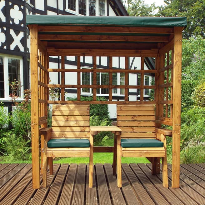 Charles Taylor Henley Twin Seat Arbour with Green Cushions