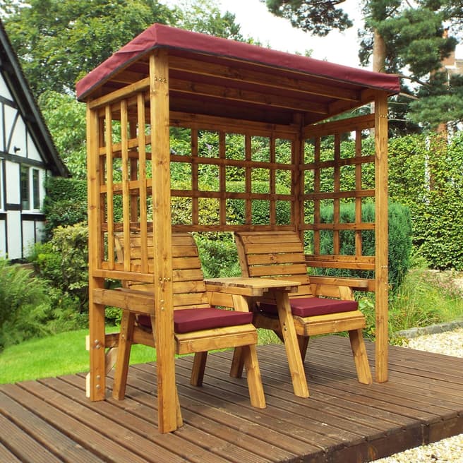 Charles Taylor Henley Twin Seat Arbour with Burgundy Cushions