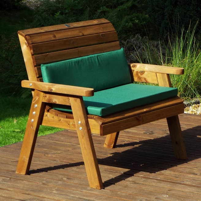 Charles Taylor Traditional Two Seater Bench with Green Cushions