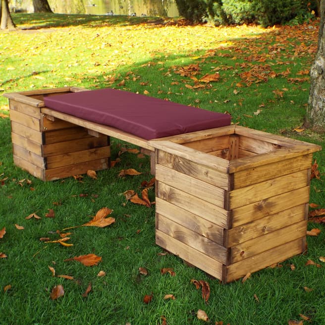 Charles Taylor Deluxe Planter Bench with Burgundy Cushion
