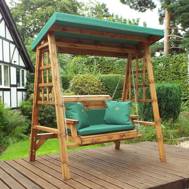 Charles Taylor Dorset Two Seat Swing with Green Cushions