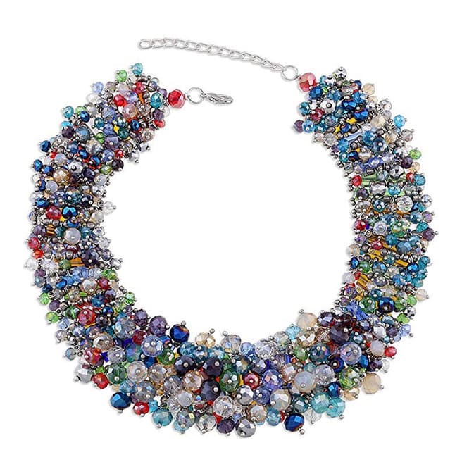 Chloe Collection by Liv Oliver Silver Plated Multi colour Crystal Necklace