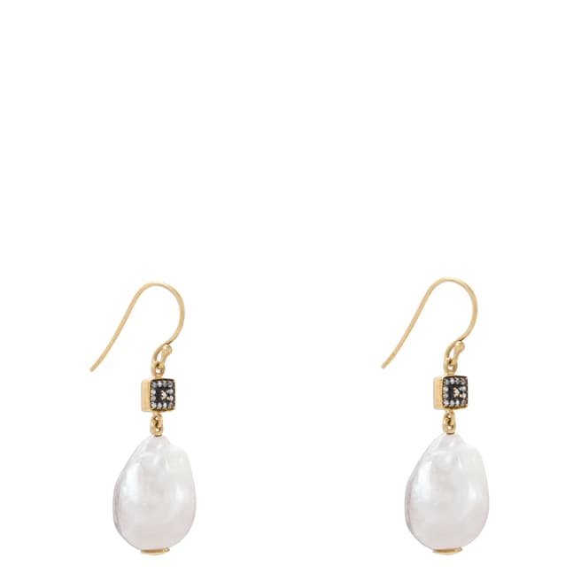 Liv Oliver 18K Gold Plated Baroque Pearl Embellished Earrings