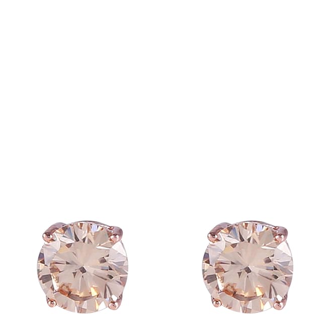 Chloe Collection by Liv Oliver 18K Rose Gold Plated Champagne CZ Stud Earrings