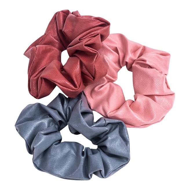 Zoe Ayla Red Leather Look Scrunchies 3-Pack