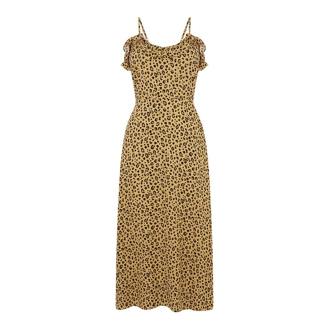 Warehouse Neutral Print Little Leopard Frill Dress