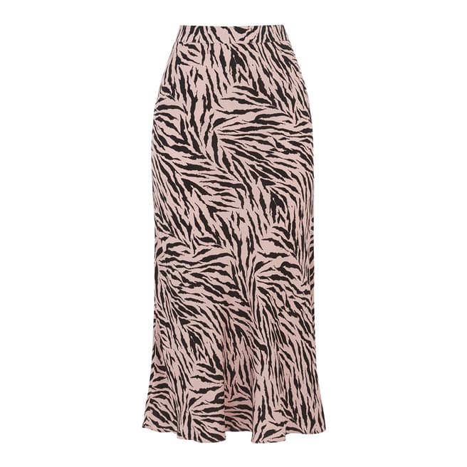 Warehouse Pink Pattern Zebra Print Bias Cut Skirt