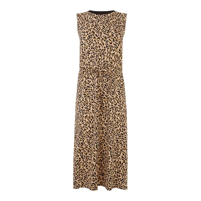 Warehouse Animal Leopard Drawstring Dress