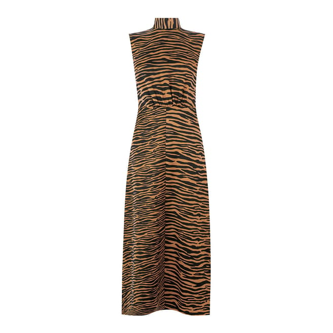 Warehouse Zebra Mix Zebra High Neck Dress