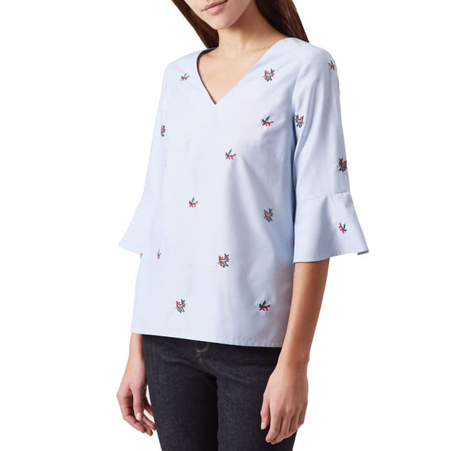 Hobbs London Blue Bonnie Embroidered Top