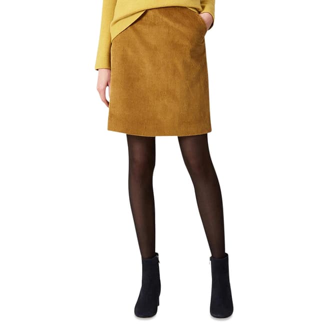 Hobbs London Mustard Hannah Cord Skirt