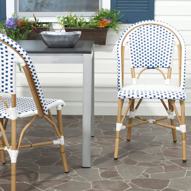 Safavieh Set of Adalene Bistro Side Chairs Blue/ White
