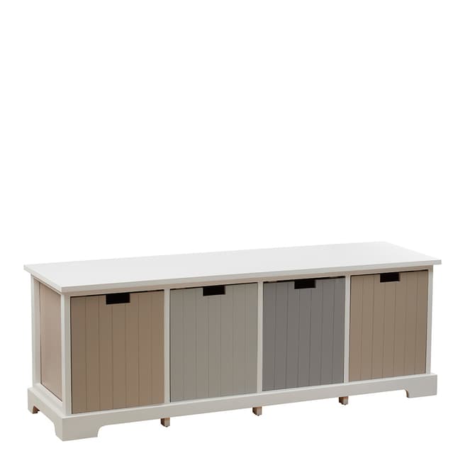 Premier Housewares New England Bench, 4 Drawers, Multi-Coloured
