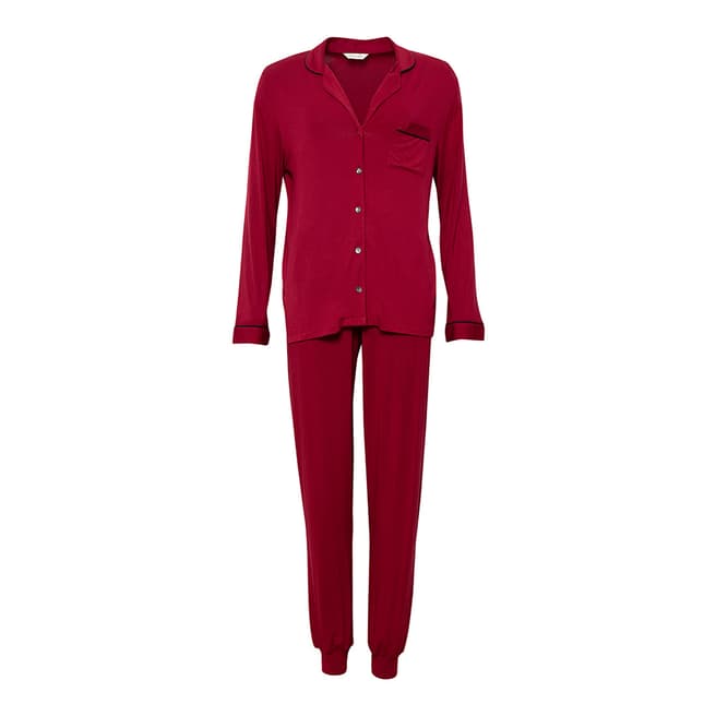 Cyberjammies Red Violet Long Sleeve Revere Collar Knit Pyjama Set