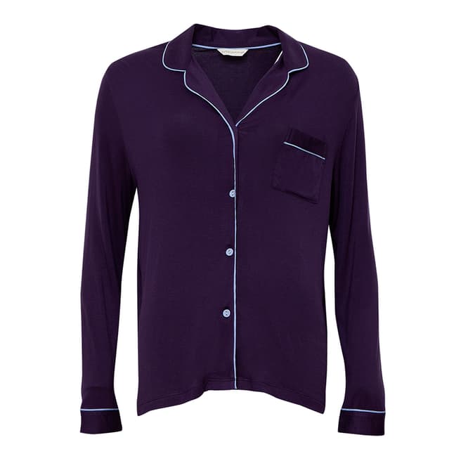 Cyberjammies Purple Sophie Long Sleeve Indigo Revere Collar Knit Pyjama Top